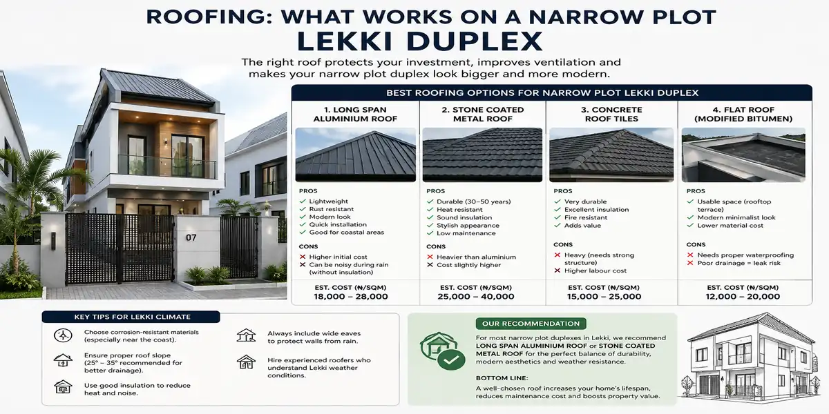 Roofing: What Works on a Narrow Plot Lekki Duplex