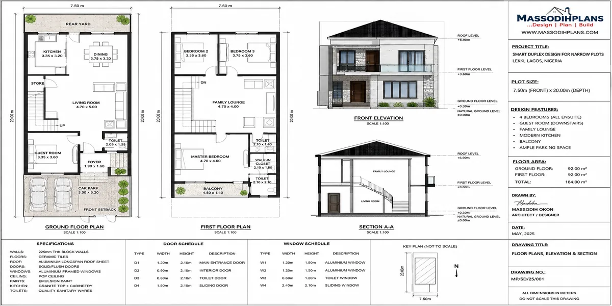 Smart Duplex Design for Narrow Plots in Lekki