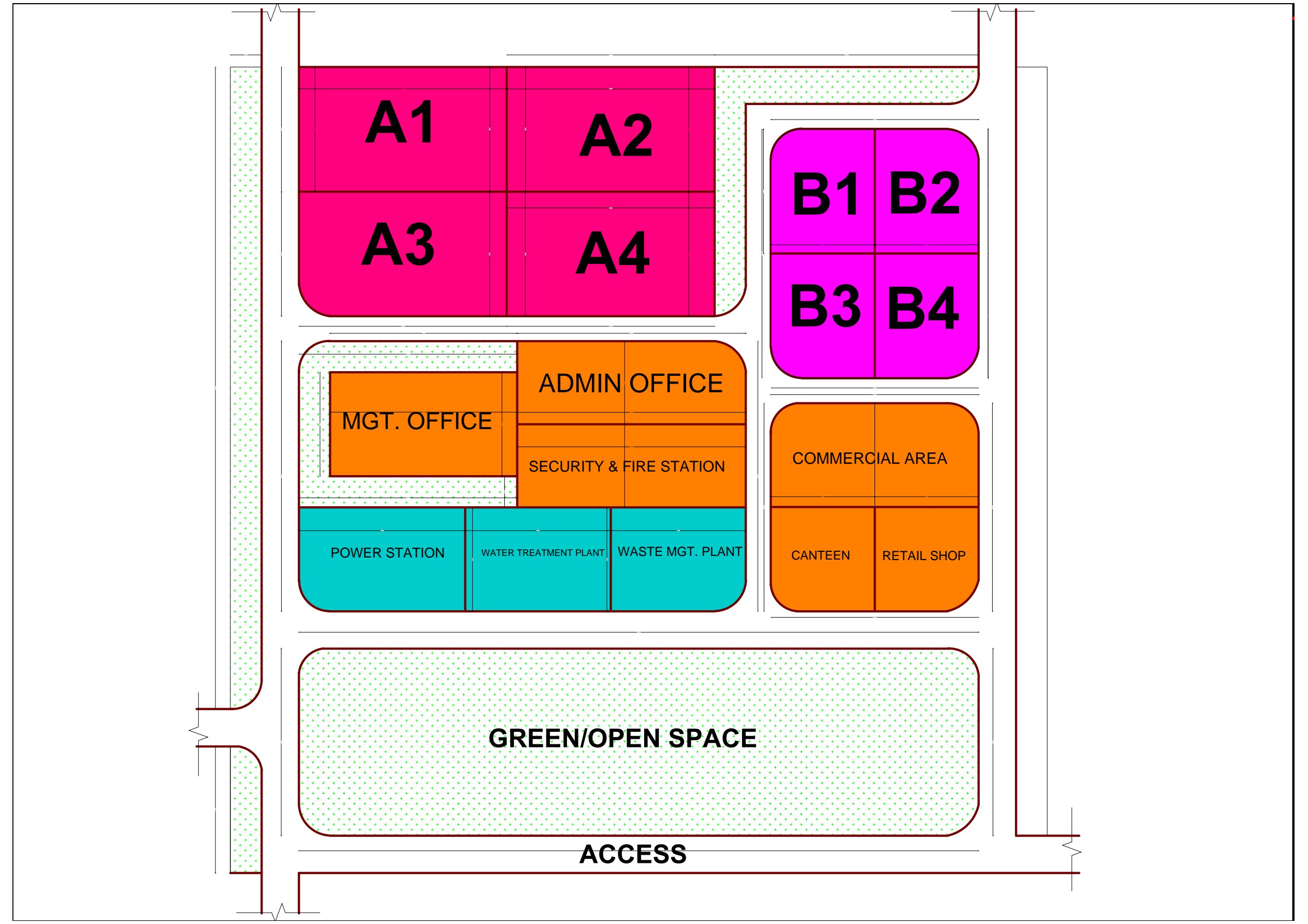 Modern industrial estate layout design in Nigeria for small industrial plots