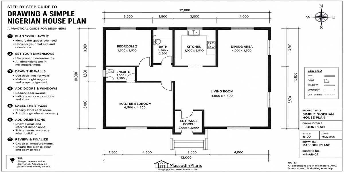 Step-by-Step Guide to Drawing a Simple Nigerian House Plan