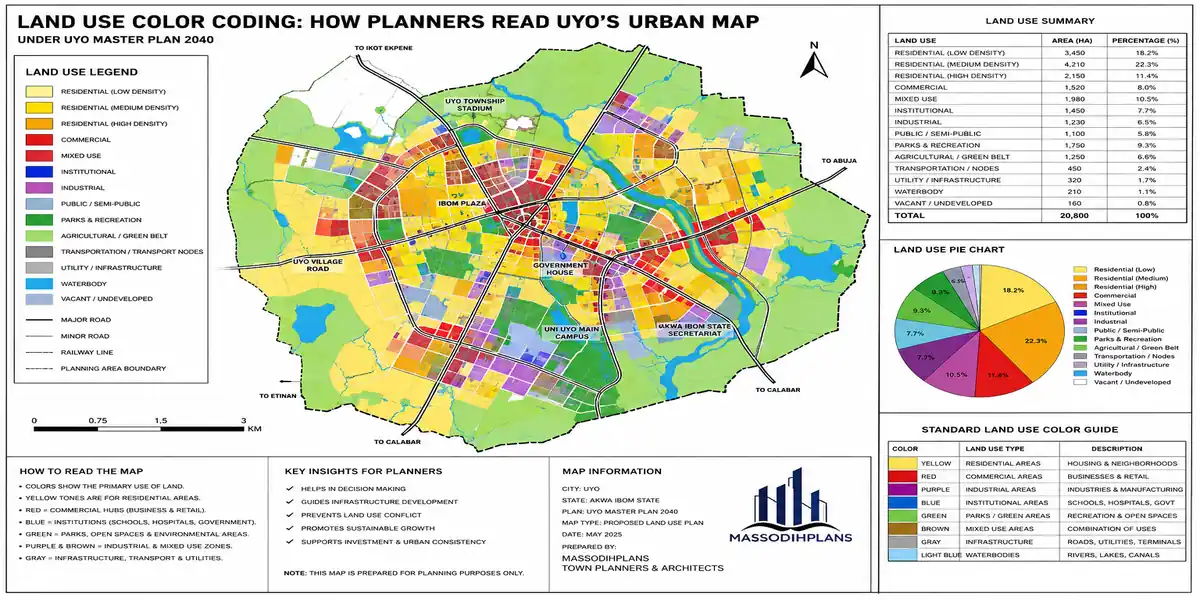 Land Use Color Coding: How Planners Read Uyo's Urban Map