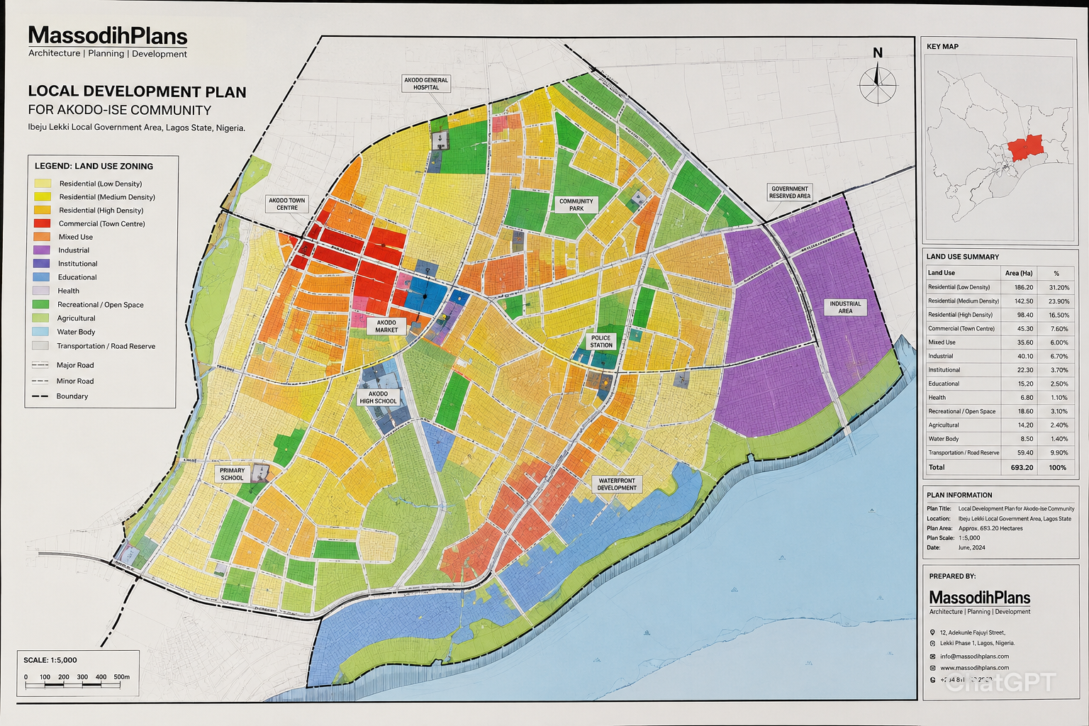 Local development plan map showing land use zoning for a Nigerian community