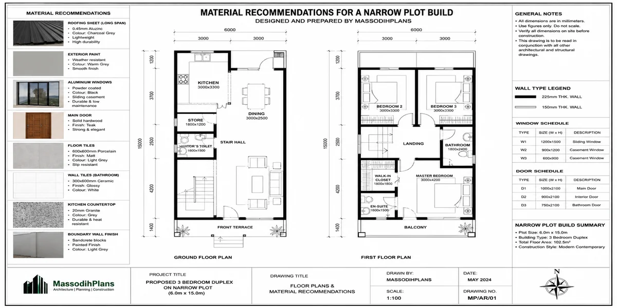 Material Recommendations for a Narrow Plot Build