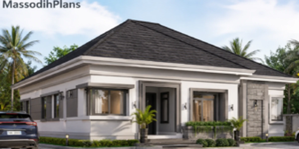 Modern compact 3-bedroom bungalow design on a 50x100ft Nigerian plot showing layout, setbacks, and carport