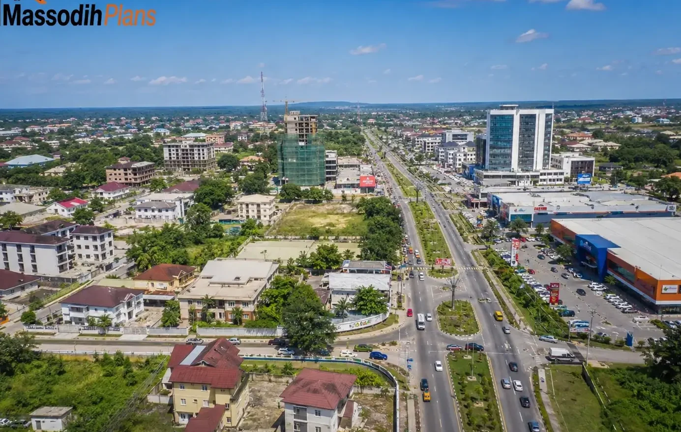 Aerial view of Uyo city Akwa Ibom showing residential and commercial development corridors