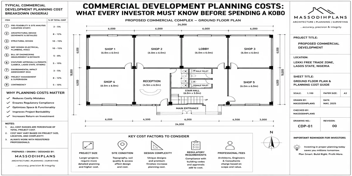 Commercial development master plan layout in Nigeria showing zoning and road network