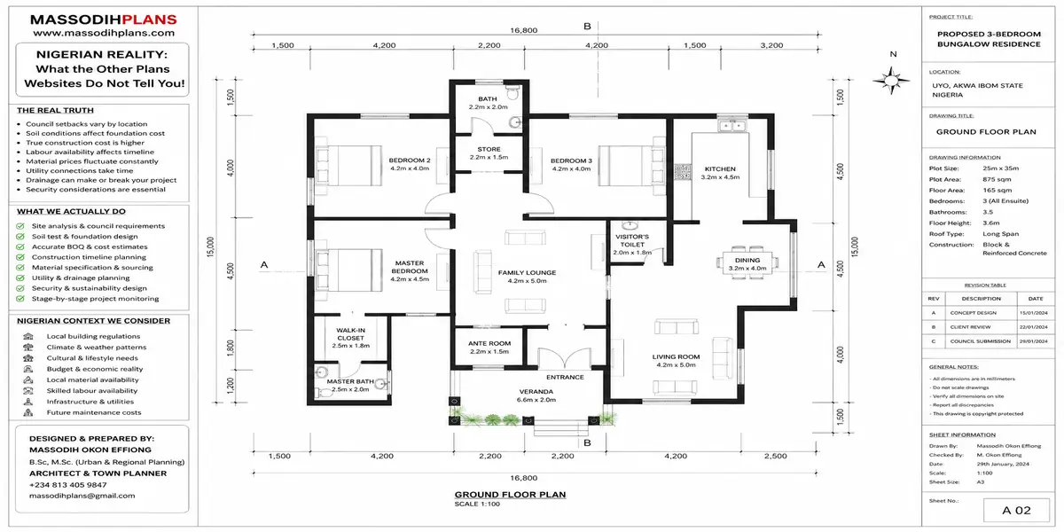 2 Bedroom Flat Plan for Narrow Plots in Nigeria: nigerian building plans reality