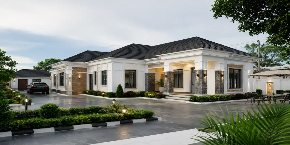 4 bedroom bungalow with boys quarters plan for Nigerian diaspora on 60ft by 120ft plot