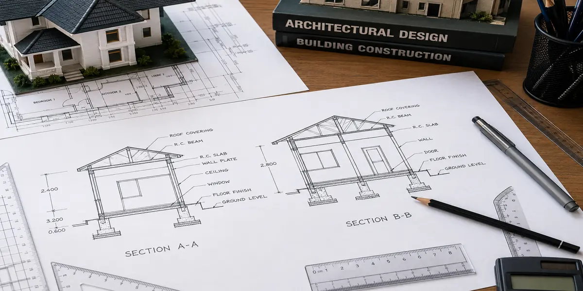 How to Draw a Building Plan Section A-A, B-B