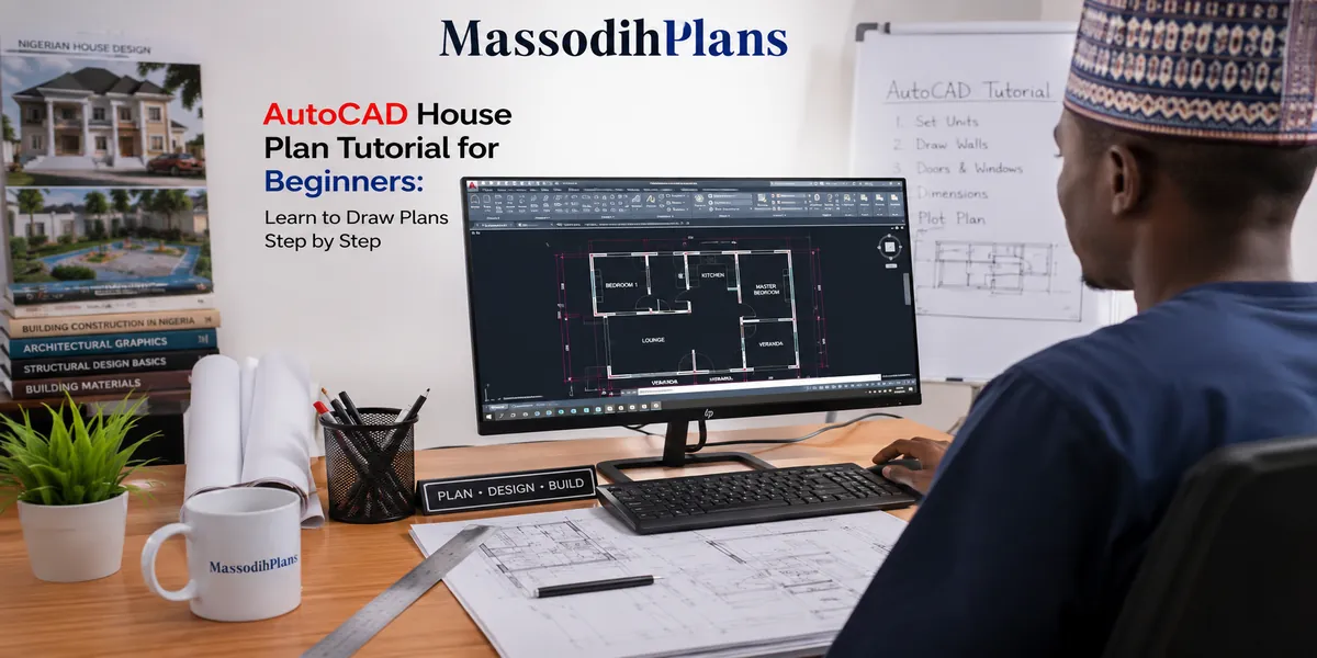 Massodih AutoCAD House Plan Tutorial for Beginners: Learn to Draw Plans Step by Step