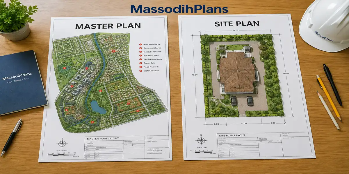 Master Plan vs Site Plan: Master plan versus site plan comparison diagram