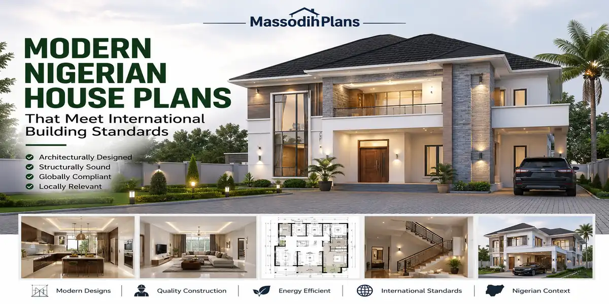Modern 4 bedroom duplex plan meeting international building standards on 100ft by 100ft Nigerian plot