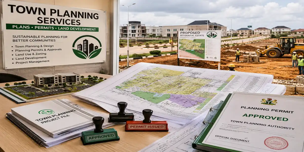 Modern land development site plan prepared by urban planners