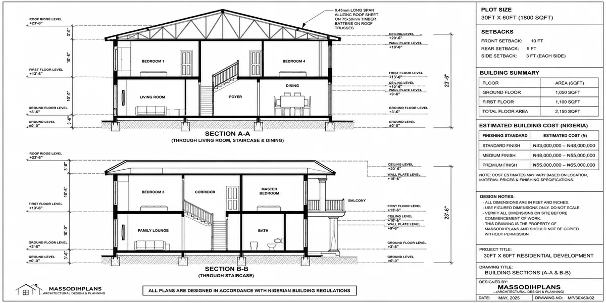 30x60 section plans