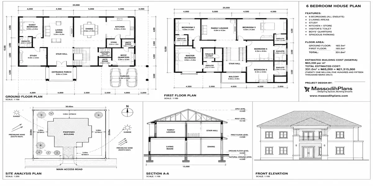 6 bedrooms building plans ensuite