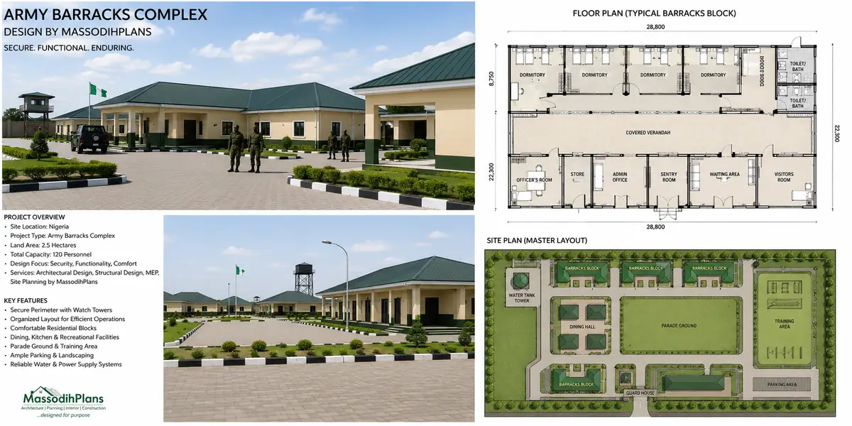 Army Barracks Design for Security and Daily Operations