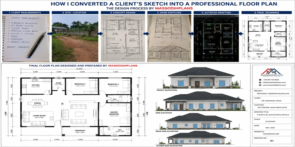 How I Converted a Client's Sketch Into a Professional Floor Plan