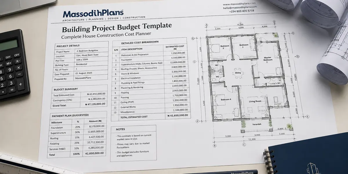 Building Project Budget Template: Complete House Construction Cost Planner