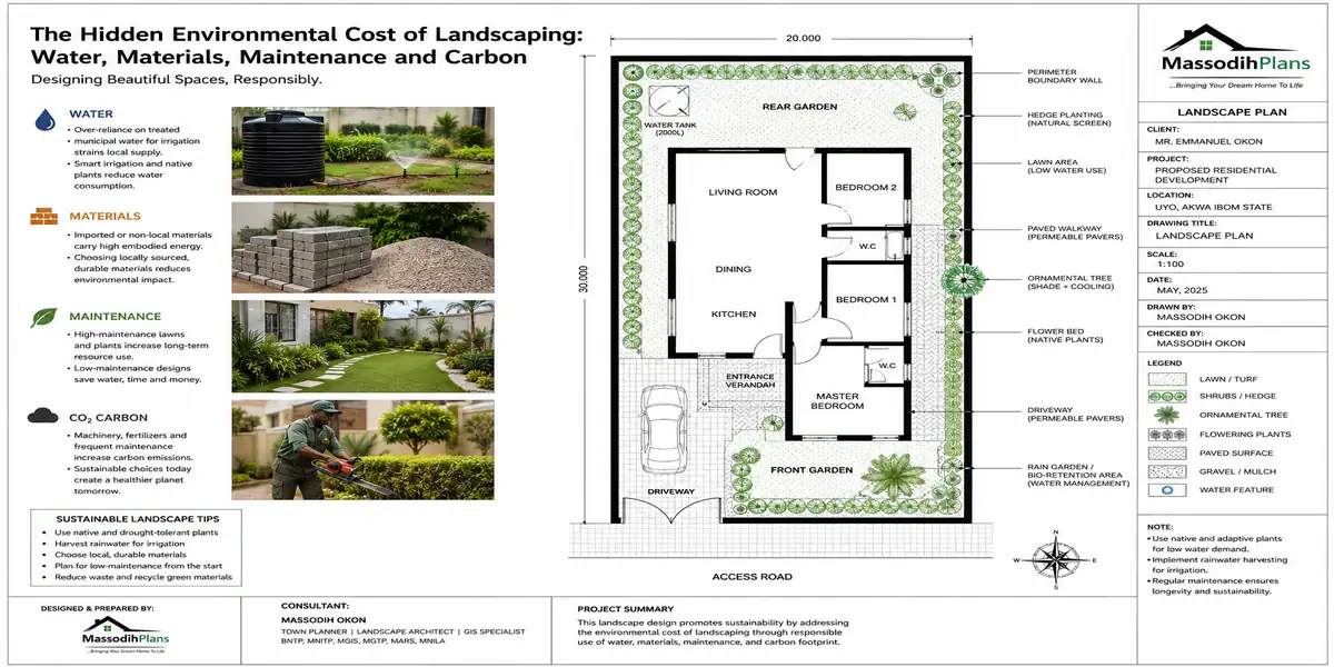 Sustainable Landscaping, Complete Guide to Xeriscaping: Hidden Environmental Cost of Landscaping Water, Materials, Maintenance and Carbon