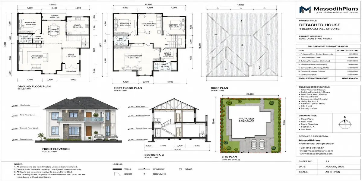 detached house building cost lagos autocad