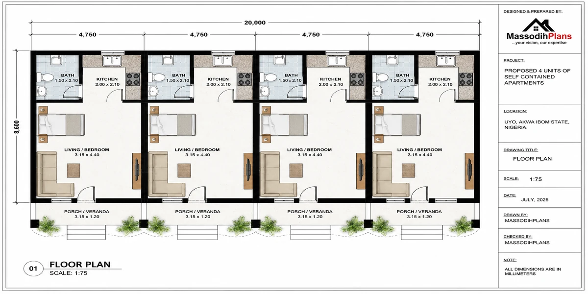 massodihplans 4 units selfcontained floor plan