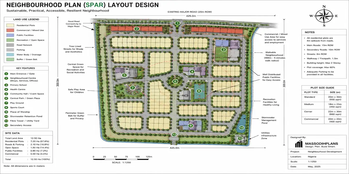 How to Draw a Neighbourhood Plan (SPAR): Step-by-Step Guide to Roads, Plots, Land Use, Setbacks and Layout Design