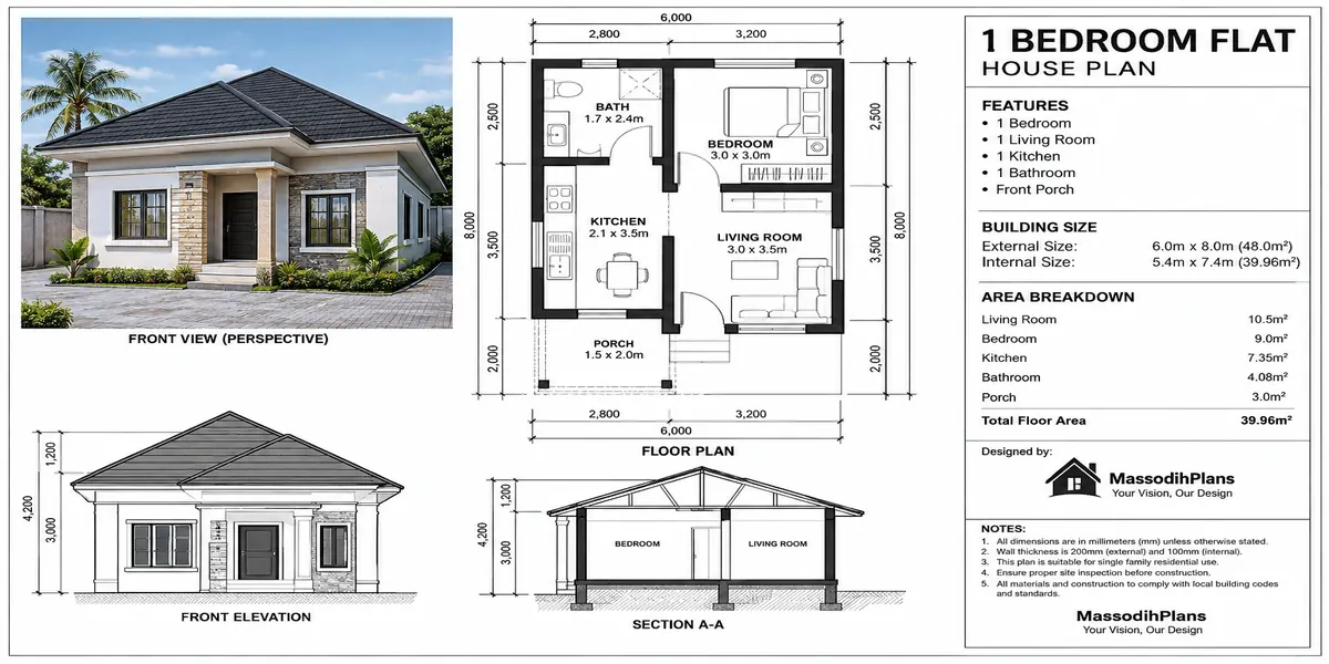 1 Bedroom House Floor Plans With Measurements