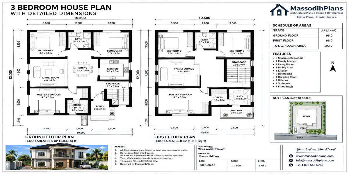 3 Bedroom House Floor Plans With Measurements