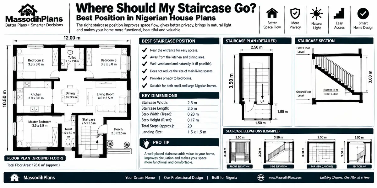 Where Should My Staircase Go? Best Position in Nigerian House Plans