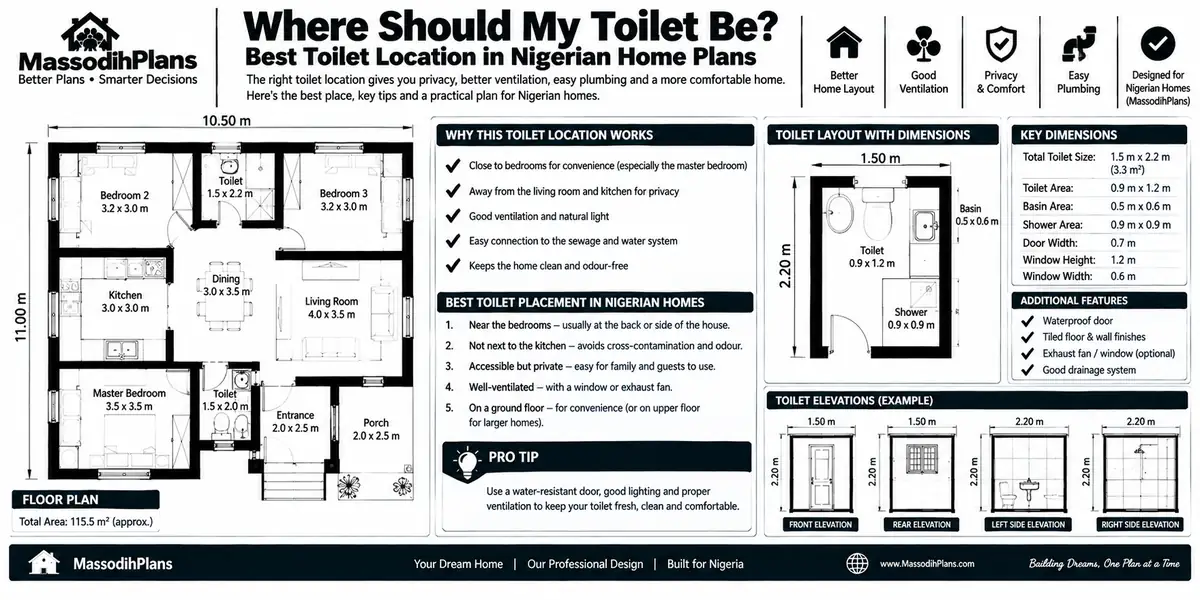 Where Should My Toilet Be? Best Toilet Location in Nigerian Home Plans