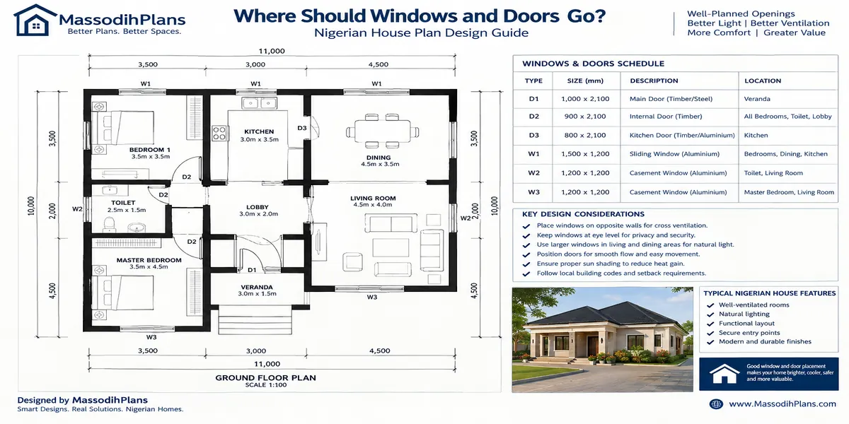 where should windows and doors go